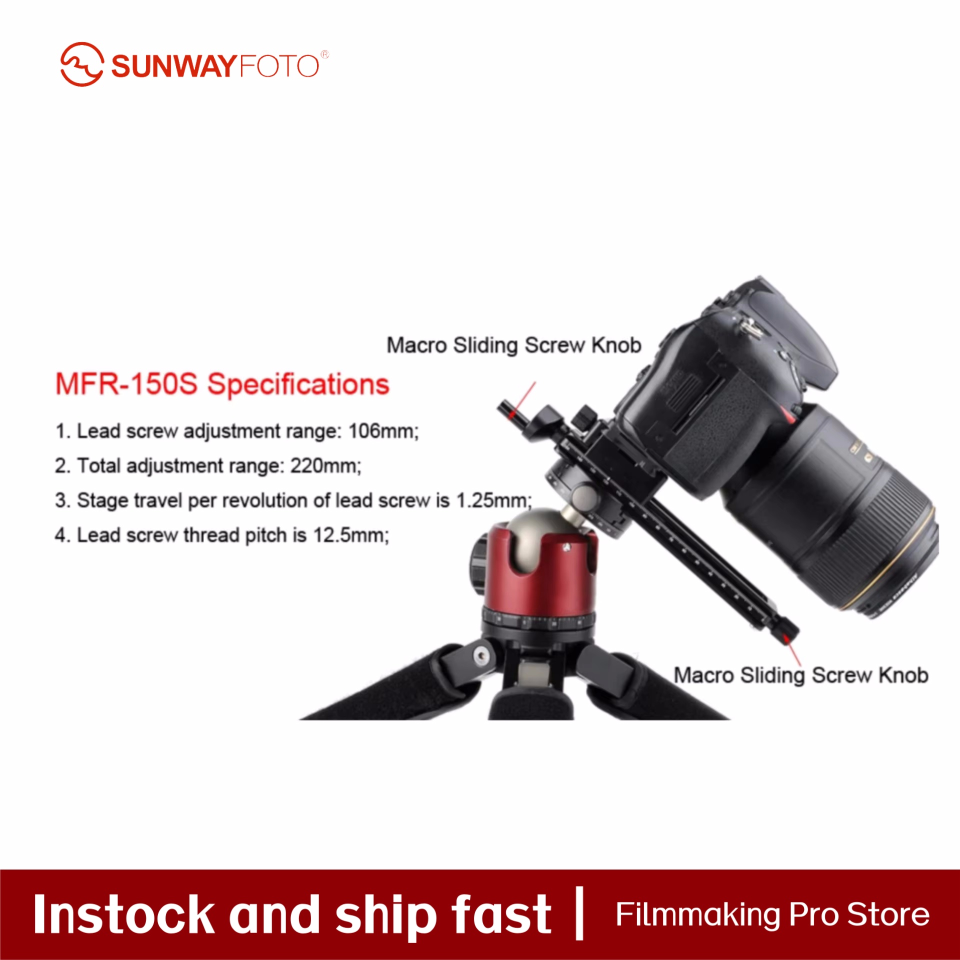 Camera Slider Rail - SUNWAYFOTO Accesorios para Cámara, Cabezal de