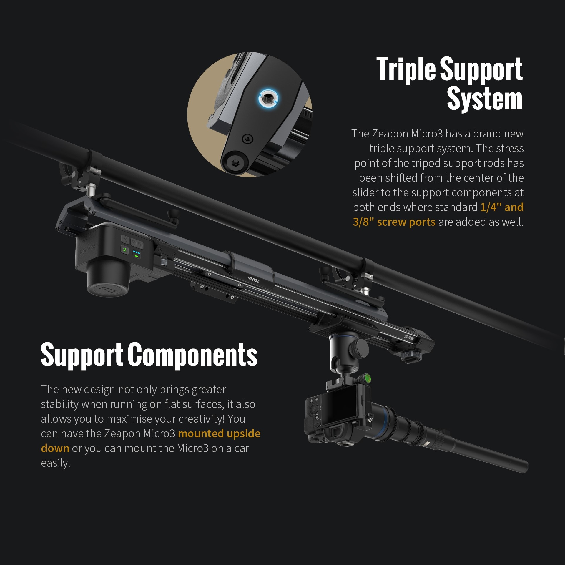 ZEAPON Micro 3 E500 E700 E1000 - Camera Slider Rail reseña y precio