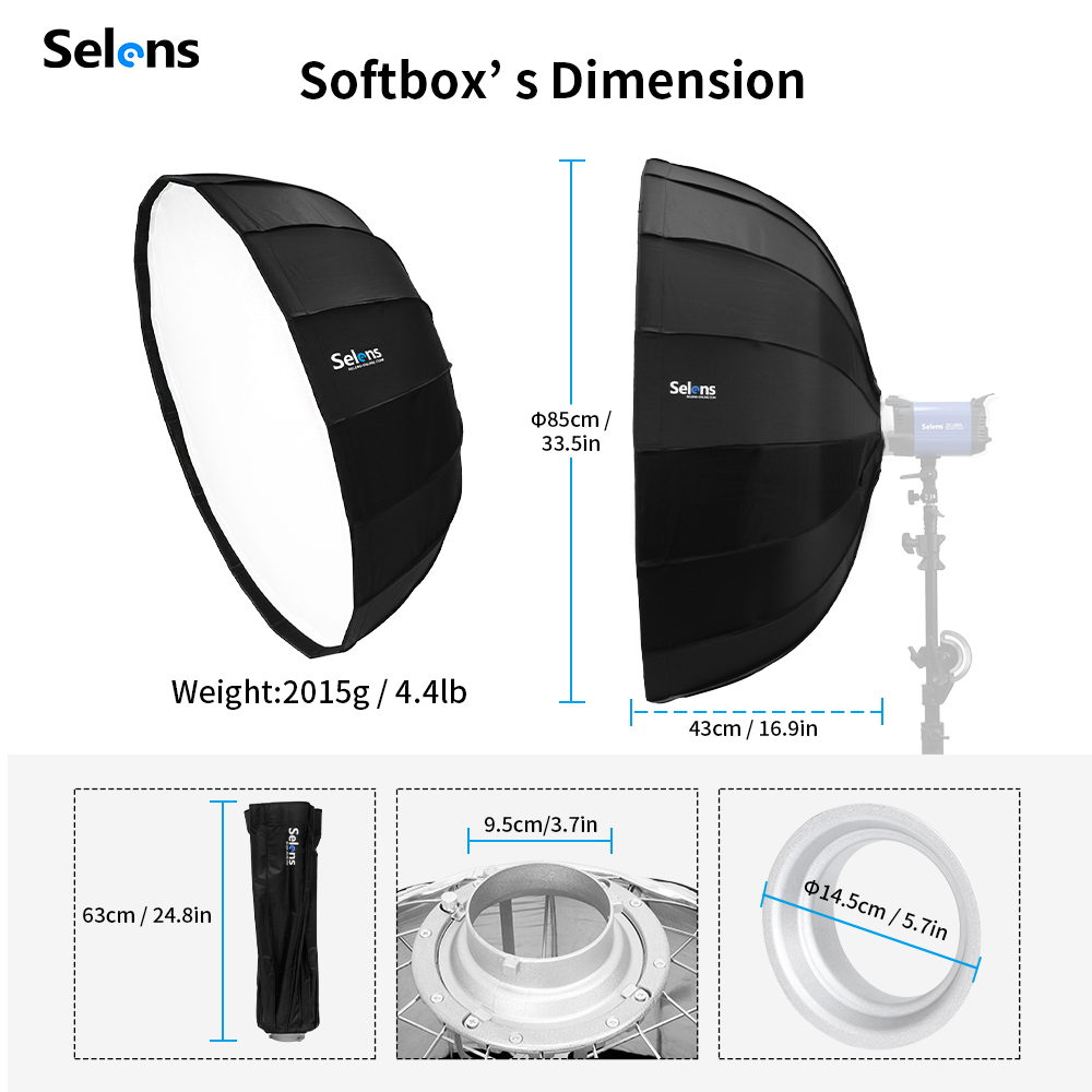 Selens-paraguas de luz de estu - Beauty Dish Softbox reseña y precio