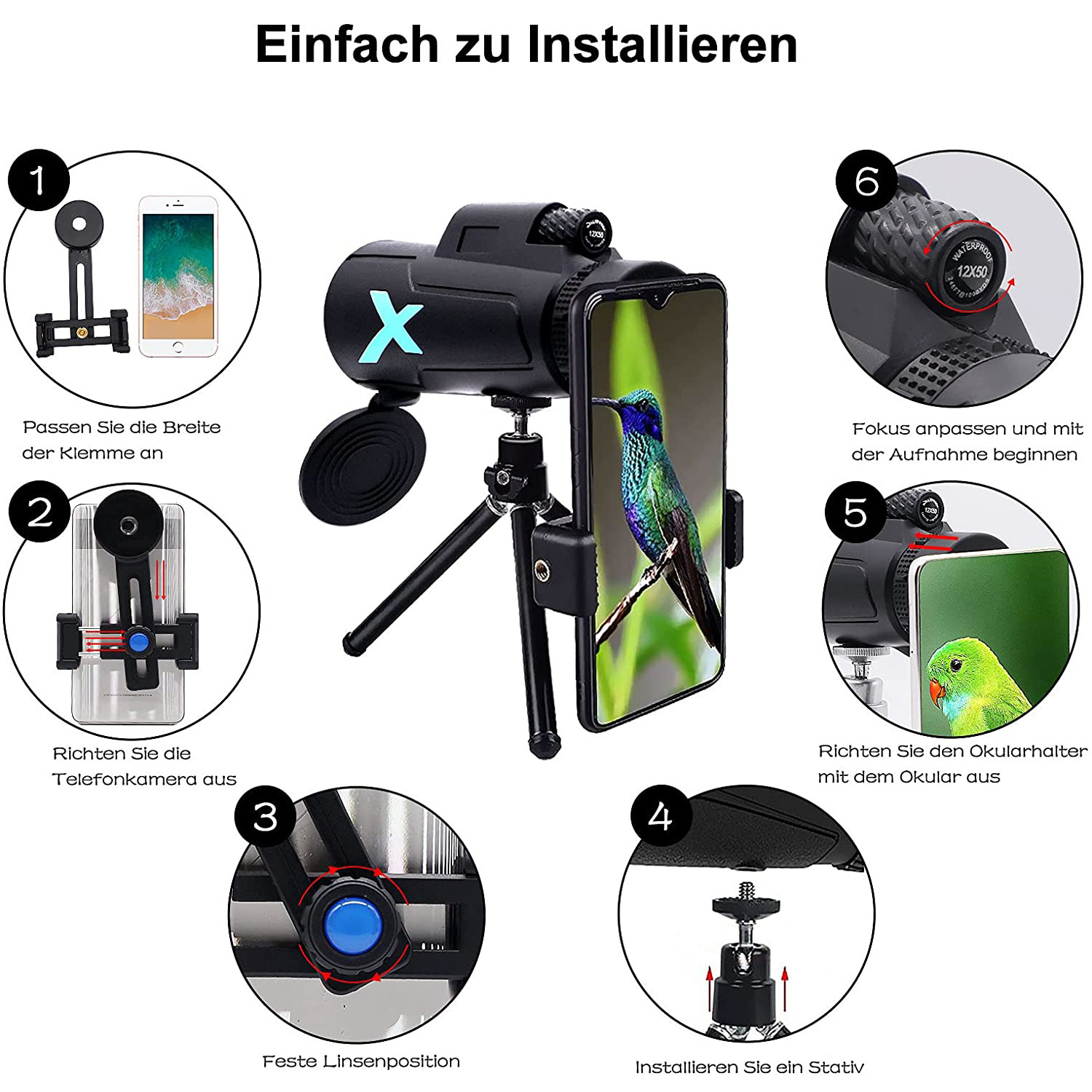 Mini telescopios 12x50 telesco - Photography High Angle reseña y precio