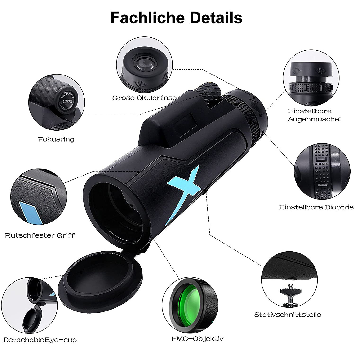 Mini telescopios 12x50 telesco - Photography High Angle reseña y precio
